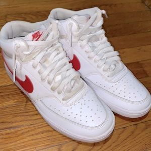 White and Red Nike Sneakers